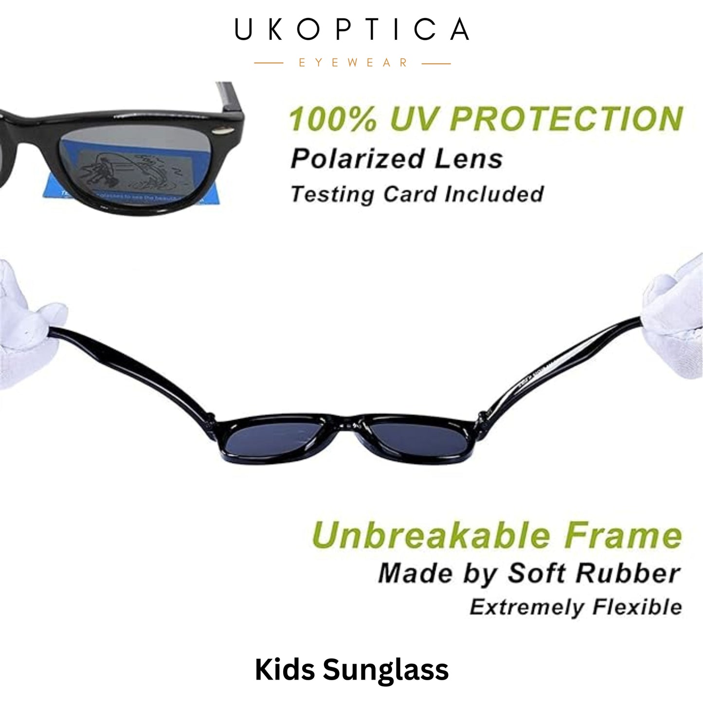 David Finches by UKOPTICA UV400 Protected Black Sunglasses for Kids