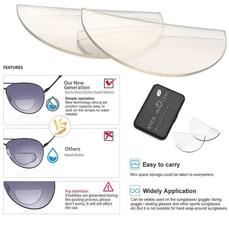 Bifocal Liquid Stick-on Presbyopic Lenses Bifocal Reading Magnification Readers Silicone Lenses Liquid Reading Glasses, Vision Care, Health and Household