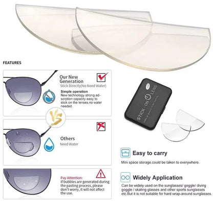 Bifocal Liquid Stick-on Presbyopic Lenses Bifocal Reading Magnification Readers Silicone Lenses Liquid Reading Glasses, Vision Care, Health and Household