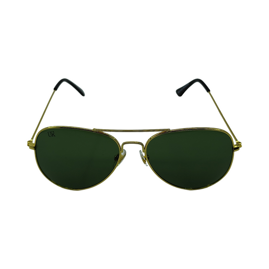 UKOPTICA Classic Golden/Bottle Green Aviator Sunglasses 100% UV Protected