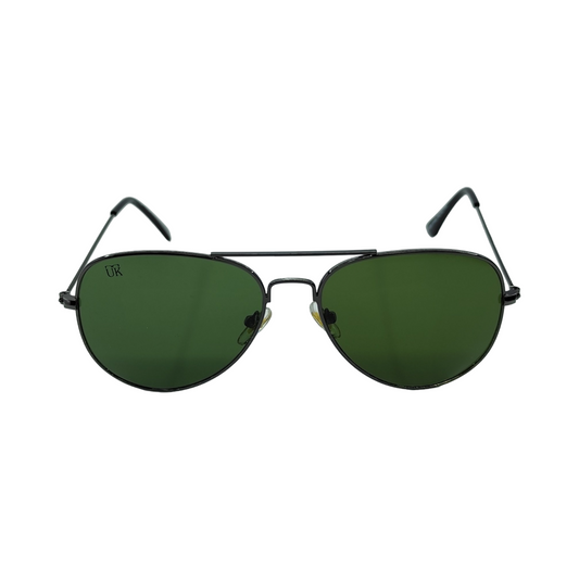 UKOPTICA Classic Black/Bottle Green Aviator Sunglasses 100% UV Protected